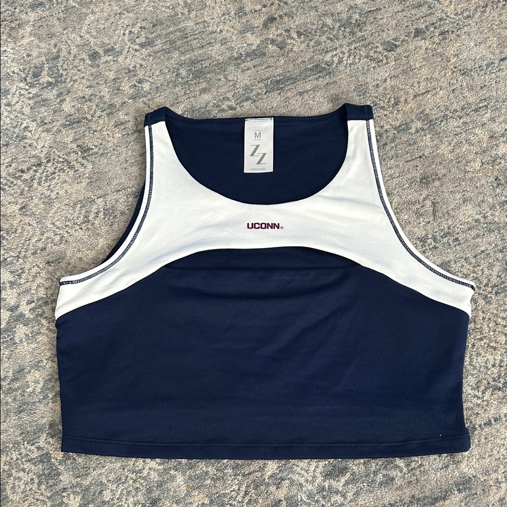 UConn Navy and White Crop Tank Top